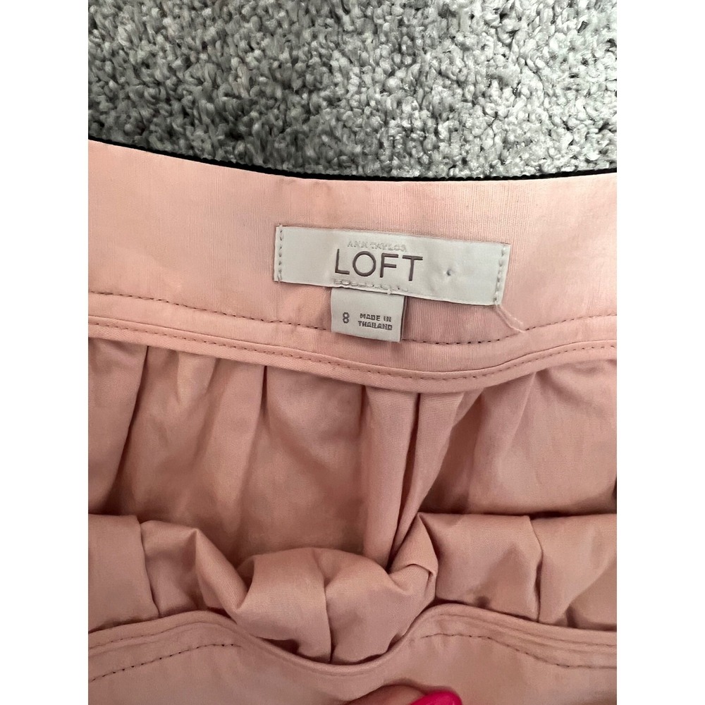 LOFT‎ Eyelet Skirt Black Waistband Lined A-Line Casual Pink Size 8 - Picture 3 of 5